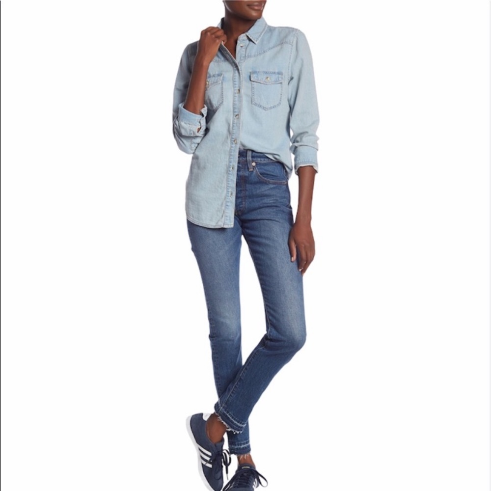 Levi’s 501 Moody Marble High Rise Released Raw Hem Jeans